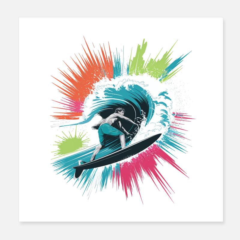 Aquarelles surfeuses colorées, éclaboussures, graffiti Poster 20 x 20 cm