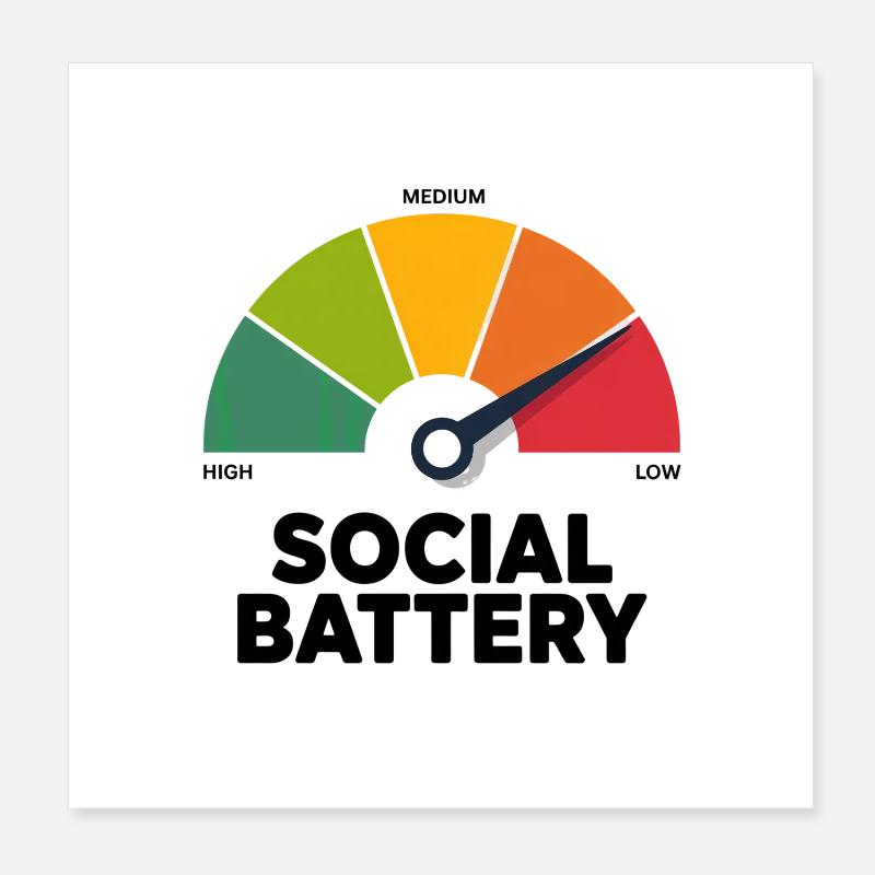 Social Low Battery Poster 20x20 cm