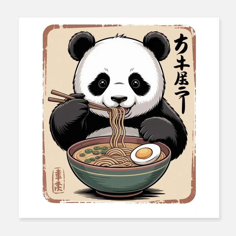 Panda Ramen Feast Poster 8" x 8" (20x20 cm)