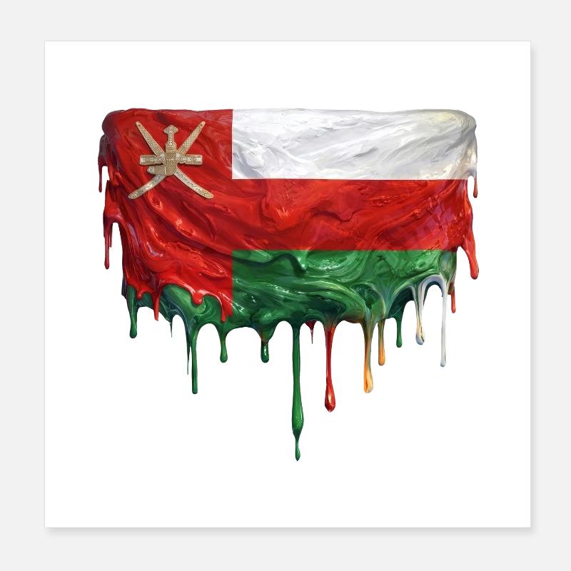 Drapeau d’Oman Couleur colorée Poster 20 x 20 cm