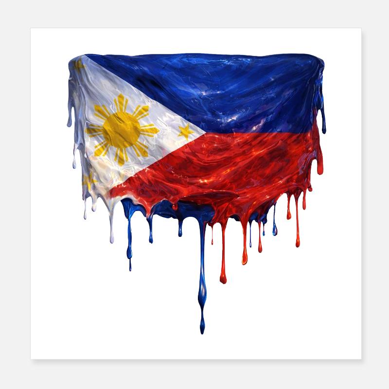 Philippines Flag Drop Art Poster 8" x 8" (20x20 cm)