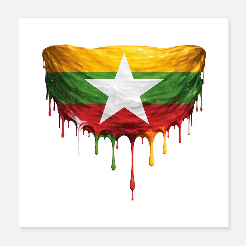 Art de chute du drapeau du Myanmar Poster 20 x 20 cm