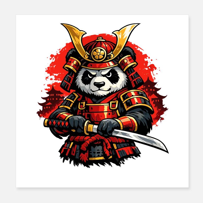 Panda samouraï avec un katana de style japonais Poster 20 x 20 cm