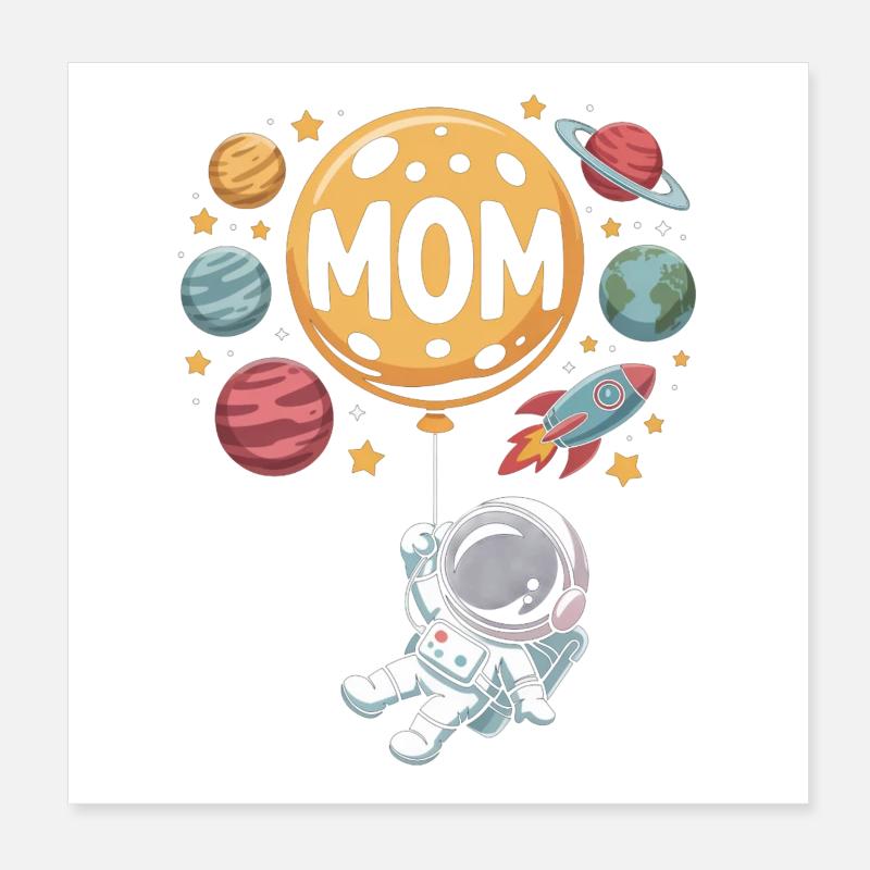 Moon Balloon MOM Aventure Spatiale Poster 20 x 20 cm