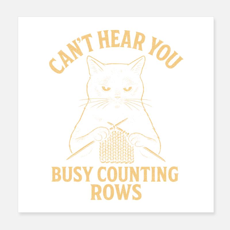 Compter les lignes | Humour de tricot de chat Poster 20 x 20 cm