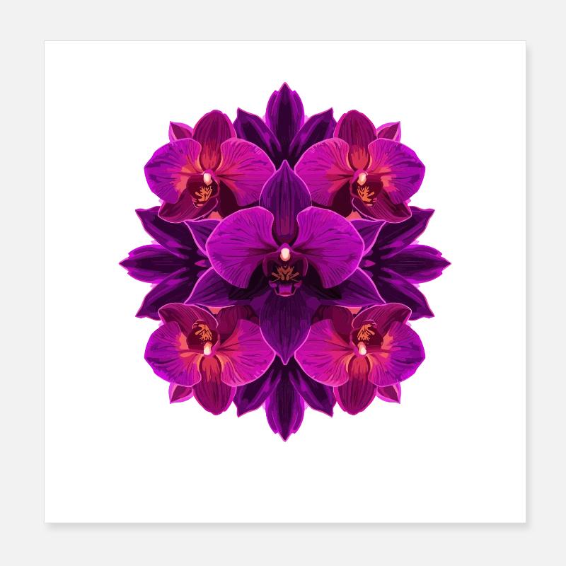 Mandala Orchidée Lumière Pourpre Poster 20 x 20 cm