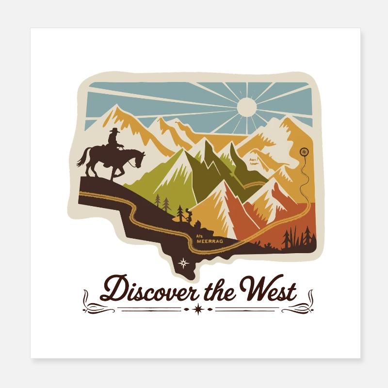 Entdecken Sie den West Mountain Sticker Poster 20x20 cm