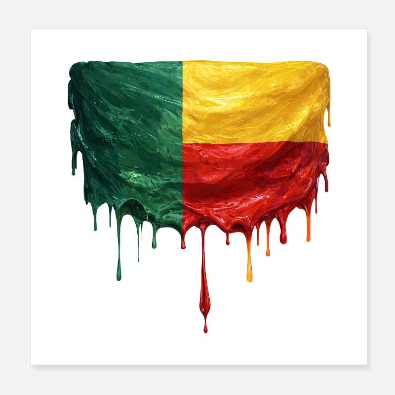 Drapeau du Bénin en forme de goutte d’eau Poster 20 x 20 cm
