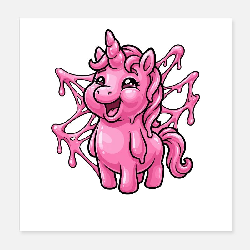 Rosa Tropfender Einhorn Cartoon Poster 20x20 cm