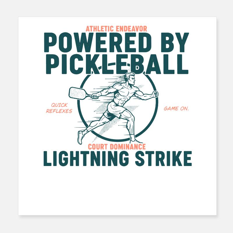 Pickleball Powered By Pickleball Lightning Strike Poster 8" x 8" (20x20 cm)