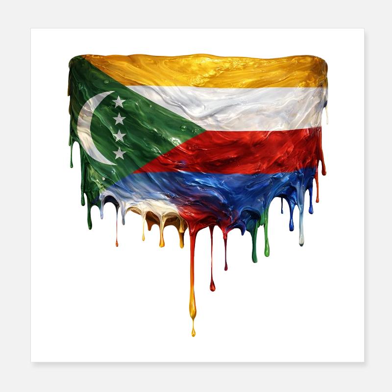 Drapeau des Comores : Couleurs flottantes Poster 20 x 20 cm