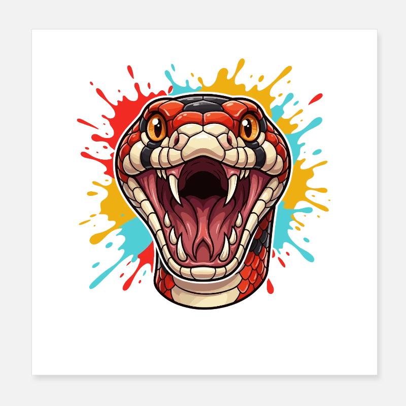 Tête de serpent en choc de couleur Poster 20 x 20 cm