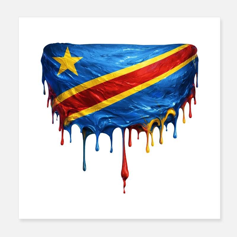 Congo flag in drop art Poster 8" x 8" (20x20 cm)