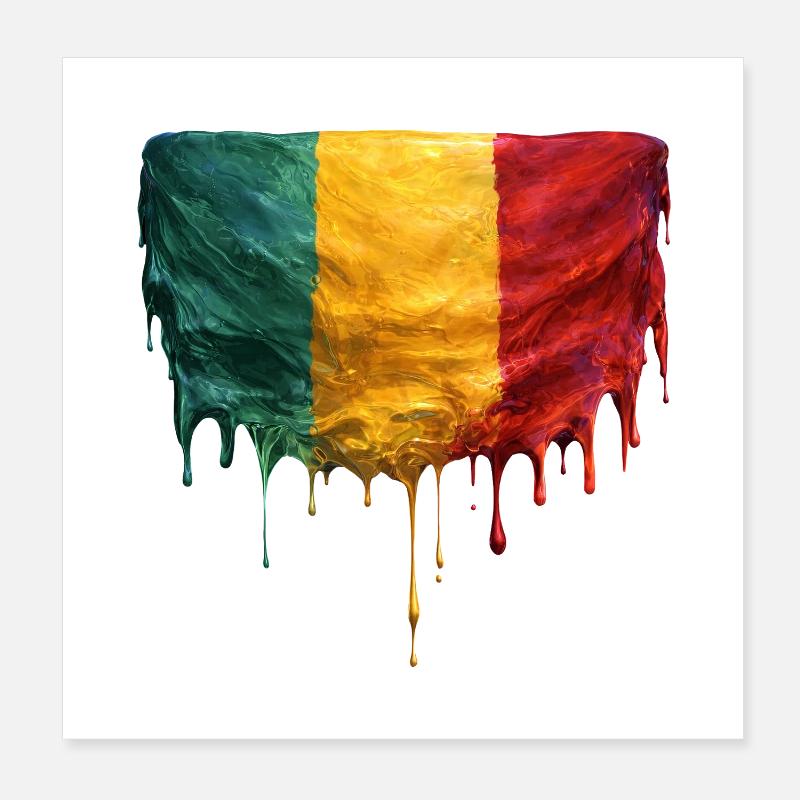 Mali Flag in Drop Art Poster 8" x 8" (20x20 cm)