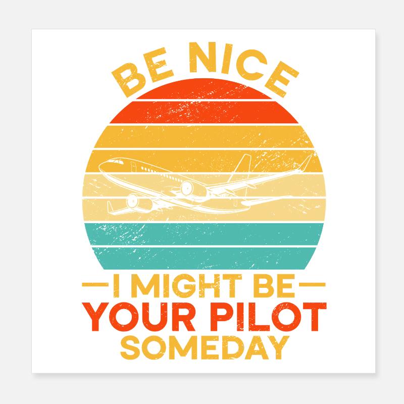 Airplane Flight Pilot Airplane Airline Poster 8" x 8" (20x20 cm)