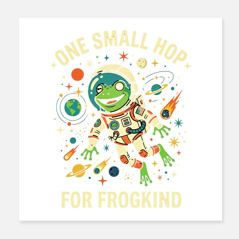 Un petit saut pour l’astronaute grenouille spatiale de la race Poster 20 x 20 cm