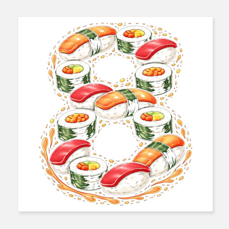 Sushi Circle Ring from Nigiri Makis Poster 8" x 8" (20x20 cm)