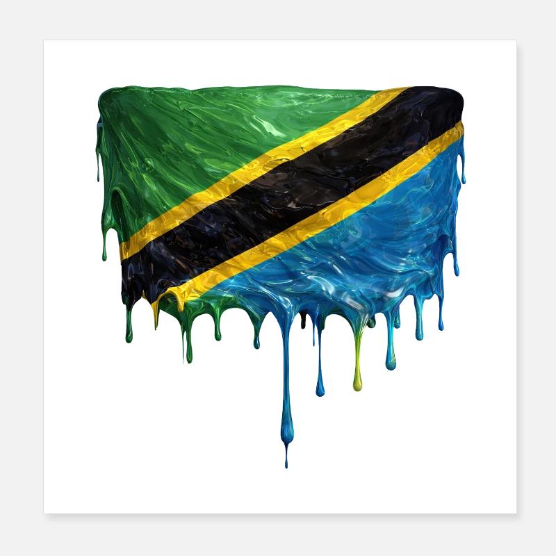 Art de la chute du drapeau de la Tanzanie Poster 20 x 20 cm