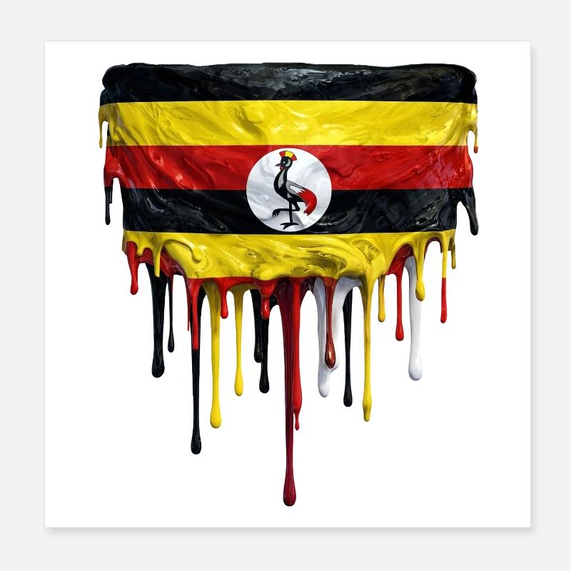 Art de la chute du drapeau ougandais Poster 20 x 20 cm