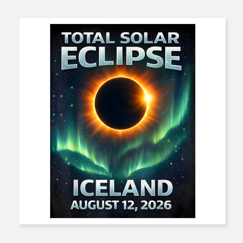 Total Solar Eclipse Iceland 2026 Poster 8" x 8" (20x20 cm)