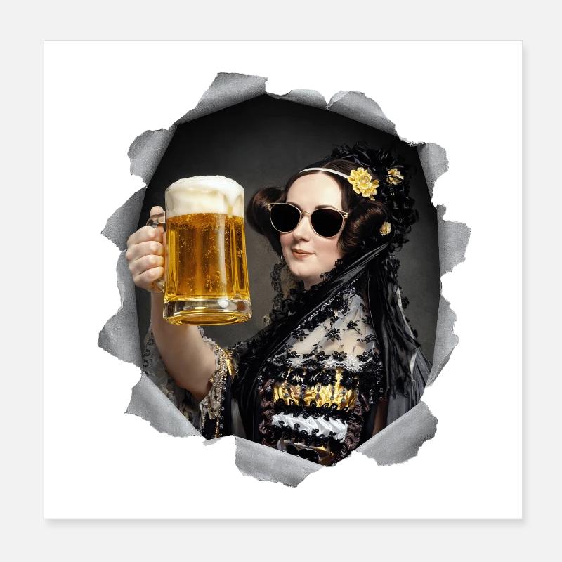 Ada Lovalace avec des lunettes de soleil et de la bière Poster 20 x 20 cm