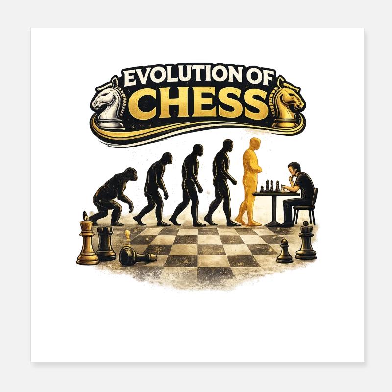 Evolution des Schachs Poster 20x20 cm
