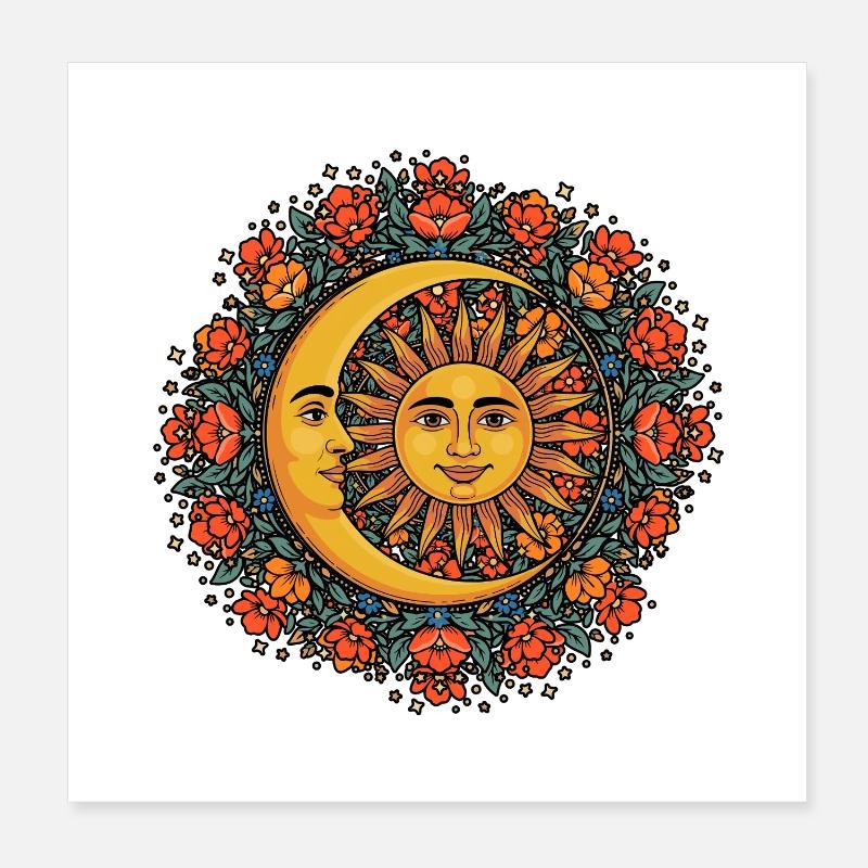 Litha Pagan Solstizio d'Estate Midsommar - Poster 20x20 cm - bianco