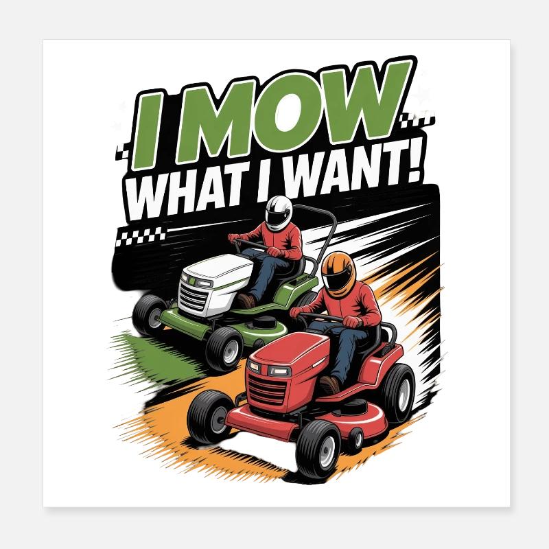 Course de tracteurs à pelouse Course de tondeuses à gazon Poster 20 x 20 cm