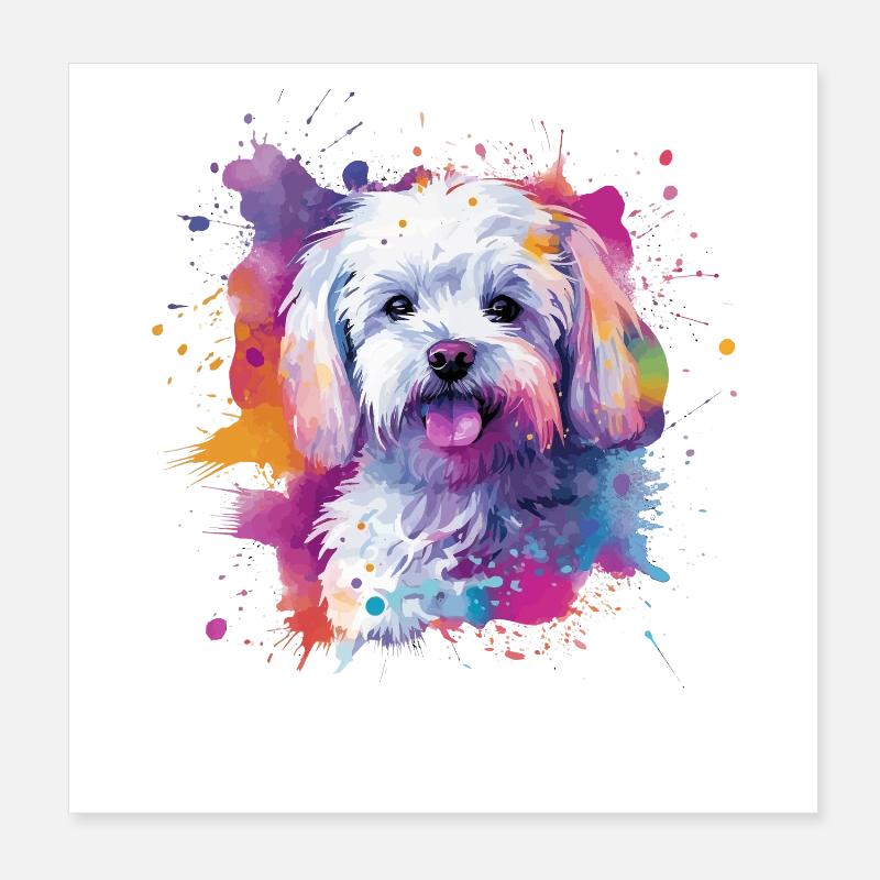 Maltesische bunte Hunde-Splash-Kunst Poster 20x20 cm