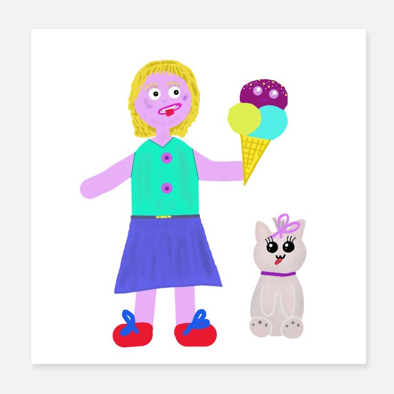 Eiscreme-Mädchen Eiscreme Eiswaffel Eis Poster 20x20 cm