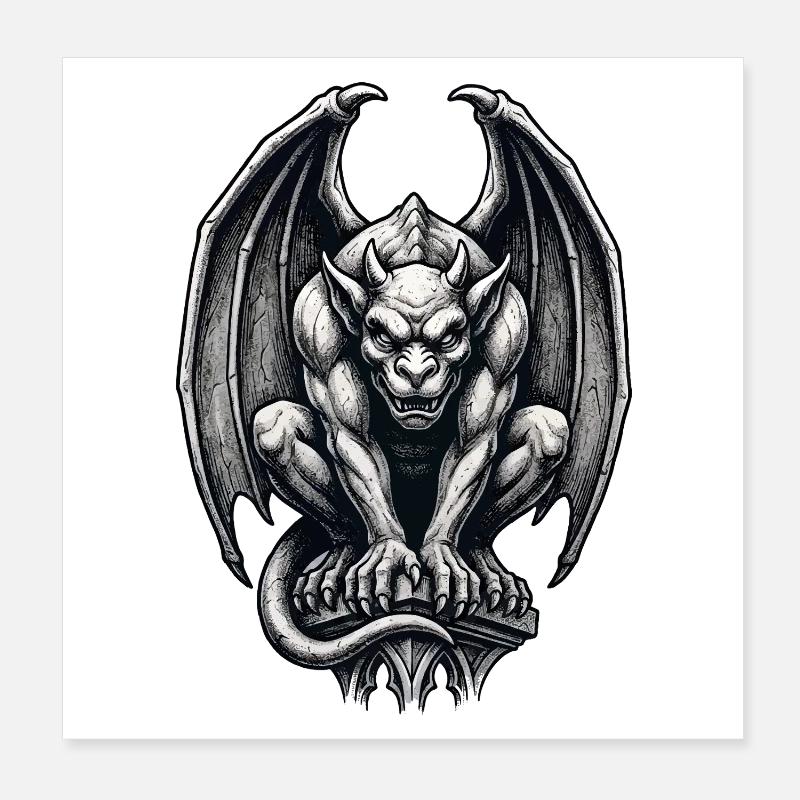 Vintage Gargoyle Poster 20x20 cm