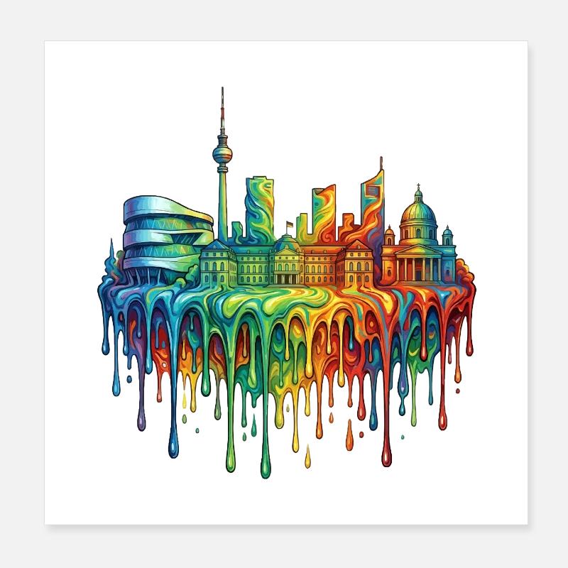 Stuttgart with colourful gradient Poster 8" x 8" (20x20 cm)