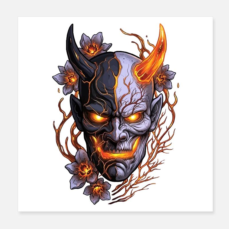 Hannya – Yōkai-Dämon Poster 20x20 cm