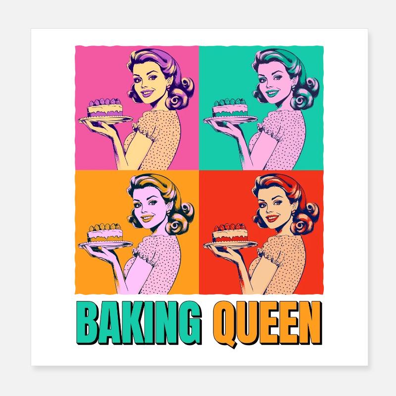 Backen Torte Backkönigin Backfee Bäckerin Pop Art Poster 20x20 cm