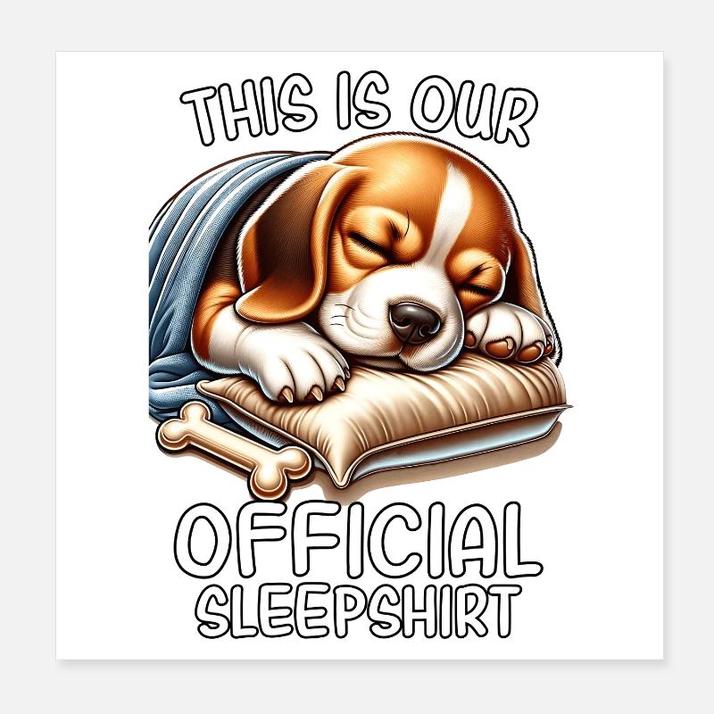 Chemise de nuit drôle de beagle Poster 20 x 20 cm