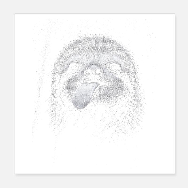 Smiling sloth in night contrast Poster 8" x 8" (20x20 cm)