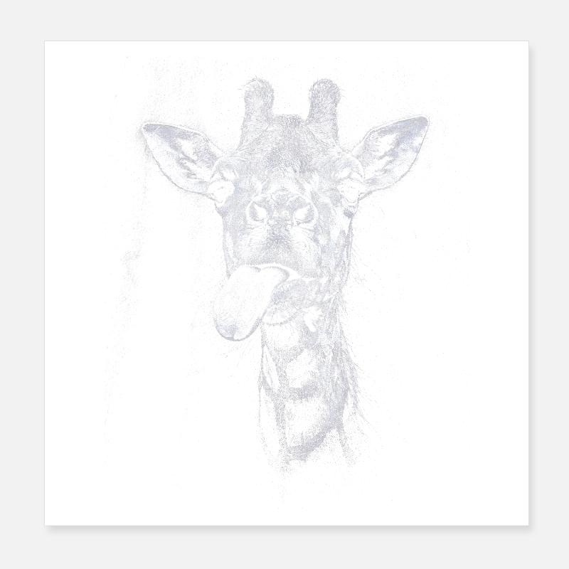 Girafe drôle à la langue Poster 20 x 20 cm