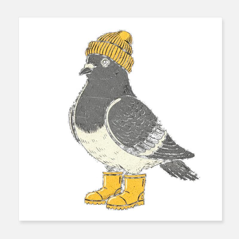 Pinguin mit Mütze und Stiefeln Poster 20x20 cm