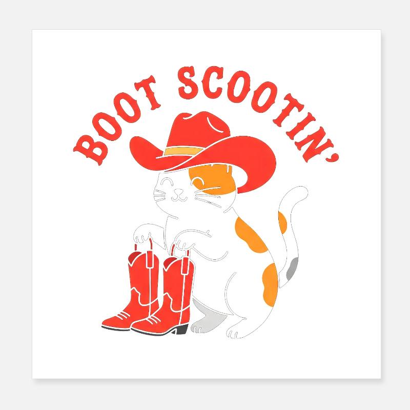 Boot Scootin Katze Poster 20x20 cm