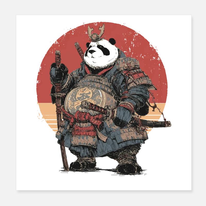 Panda-Samurai in robuster Rüstung Poster 20x20 cm