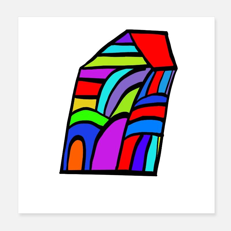 Mosaïque de maisons colorées Poster 20 x 20 cm
