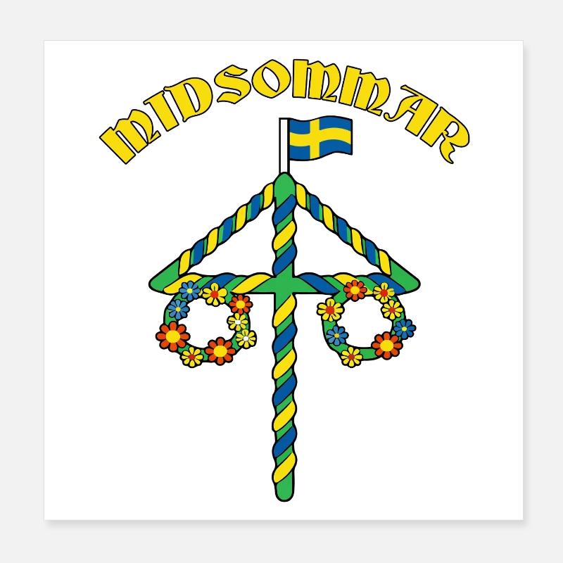 Litha Pagan Summer Solstice Midsummer Midsommar - Poster 8" x 8" (20x20 cm) - white