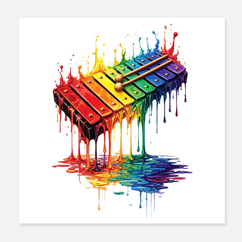 Xylophone mit tropfender Farbe Poster 20x20 cm
