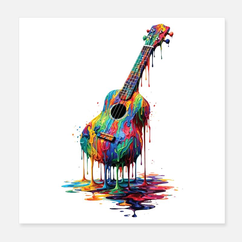 Ukulélé avec de la peinture qui goutte Poster 20 x 20 cm