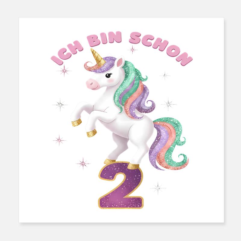 3. Geburtstag Einhorn Mädchen Ich bin schon 3 Poster 20x20 cm