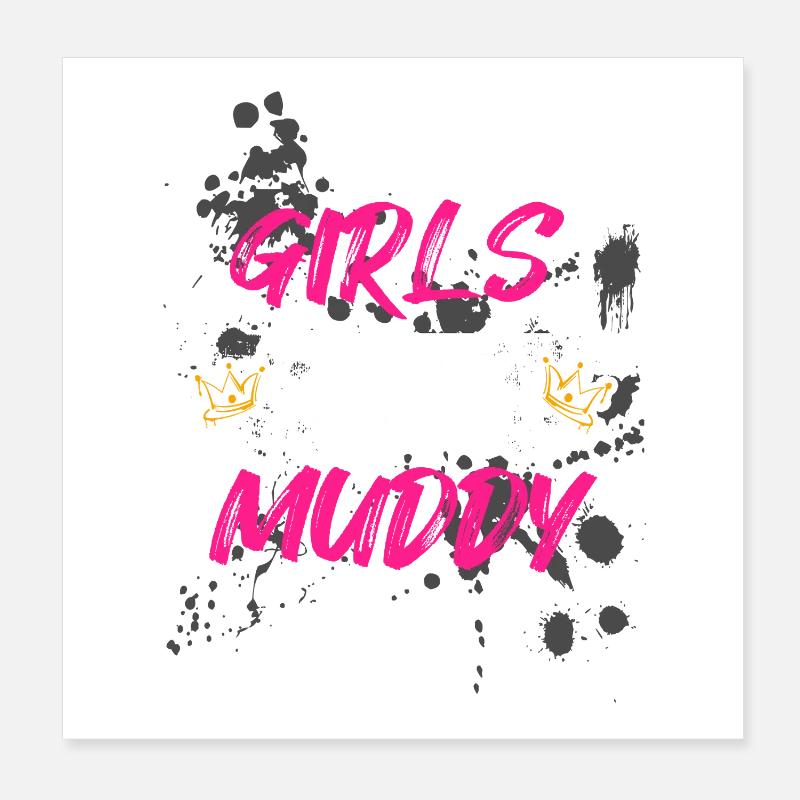 Les filles devenues boueuses Schlammlauf Course boueuse Poster 20 x 20 cm