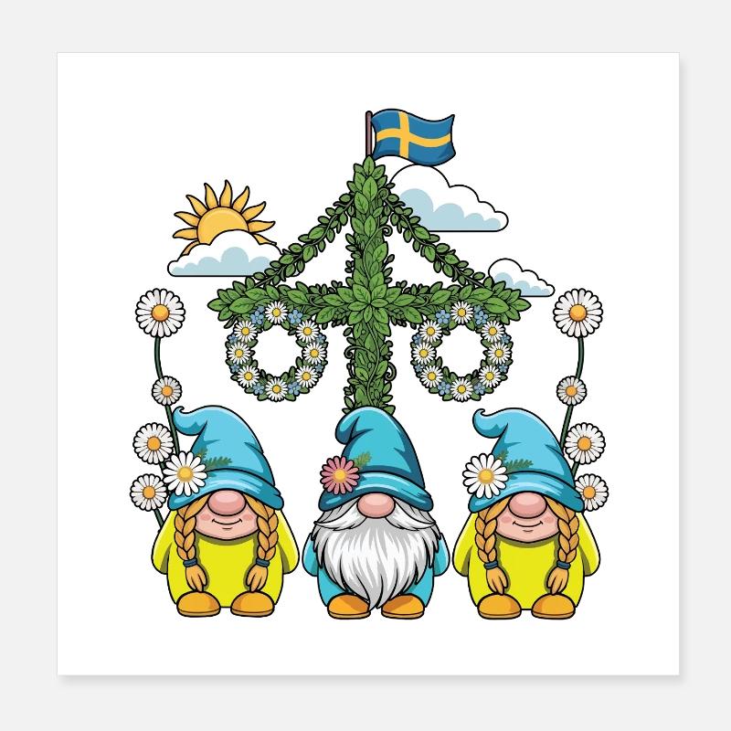 Litha Pagan Summer Solstice Midsummer Midsommar Poster 8" x 8" (20x20 cm)