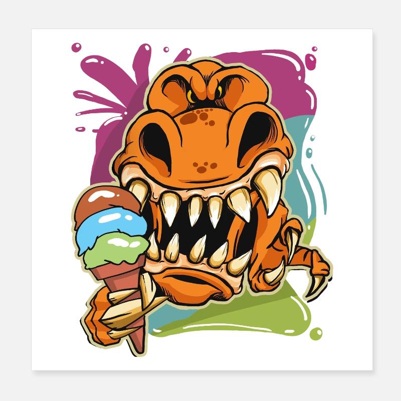 Aimer le dessin animé T-Rex Poster 20 x 20 cm