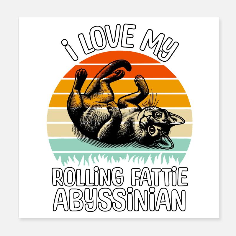 Funny Abyssinian Cat Poster 8" x 8" (20x20 cm)