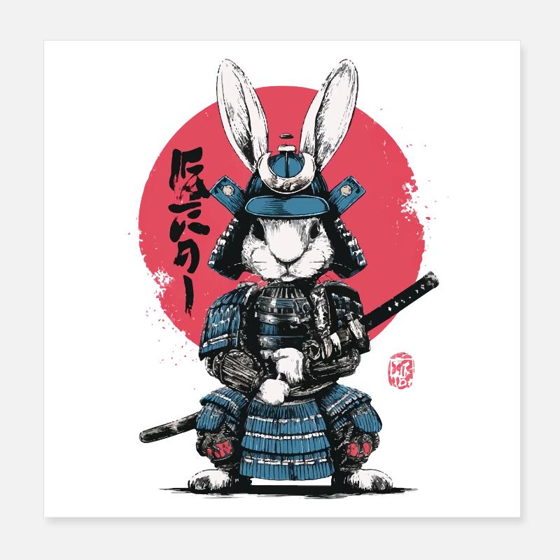 Bunny Samurai in Armor Poster 8" x 8" (20x20 cm)